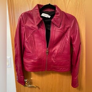 Nwot! Coach red leather cropped jacket
